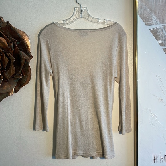 Michael Stars cream shimmer crossover top - Picture 4 of 4